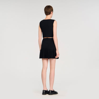 Sandro Button detail cropped knit top