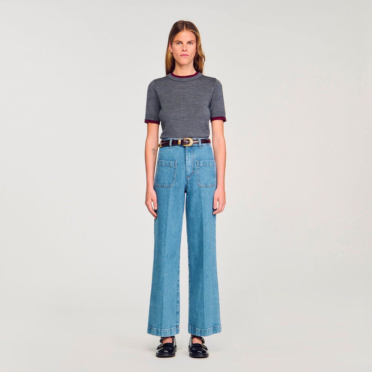 Sandro Two-tone cropped sweater