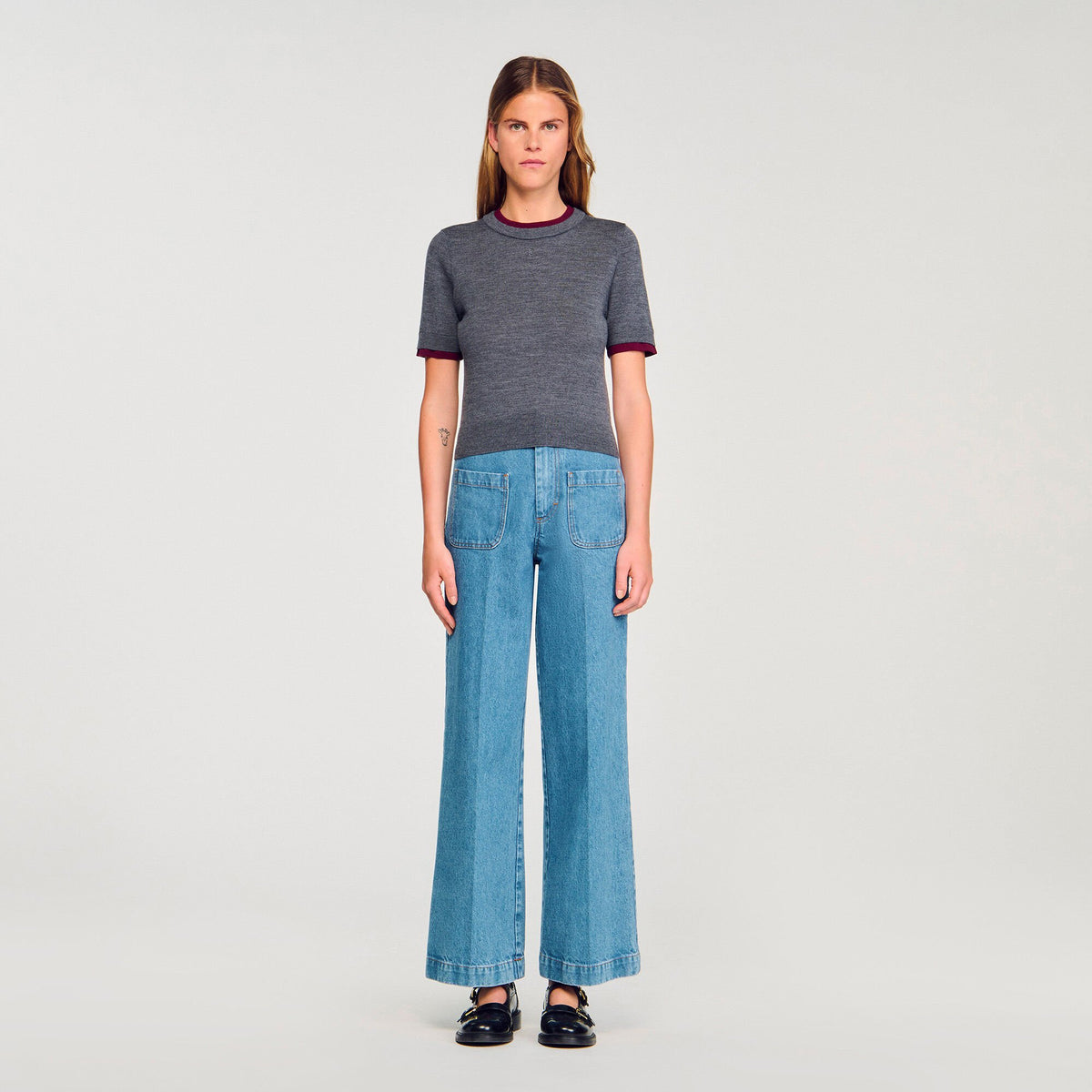 Sandro Two-tone cropped sweater