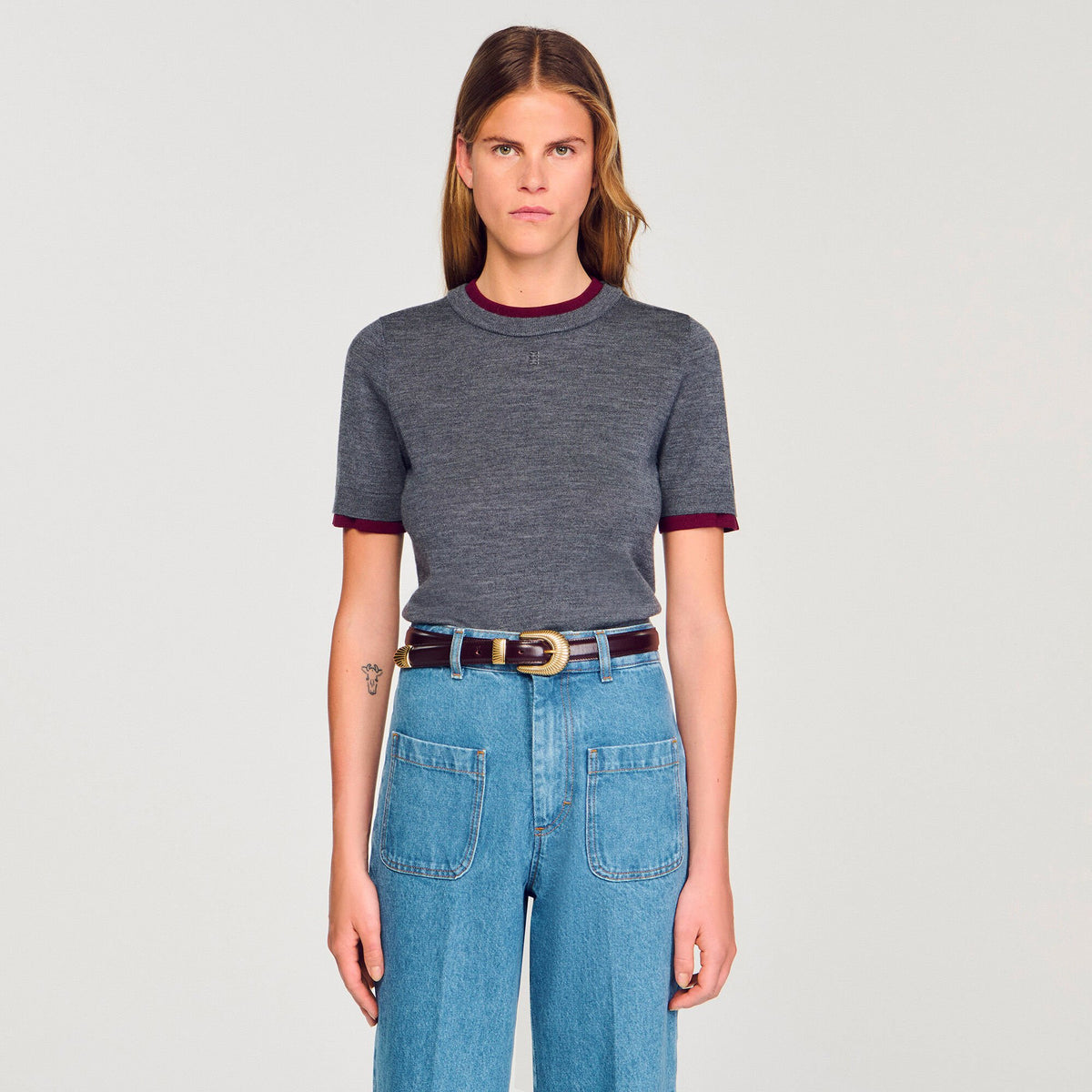 Sandro Two-tone cropped sweater