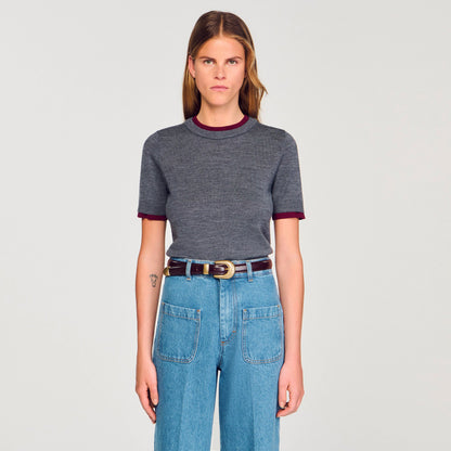 Sandro Two-tone cropped sweater