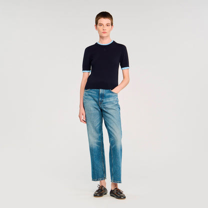Sandro Two-tone cropped sweater