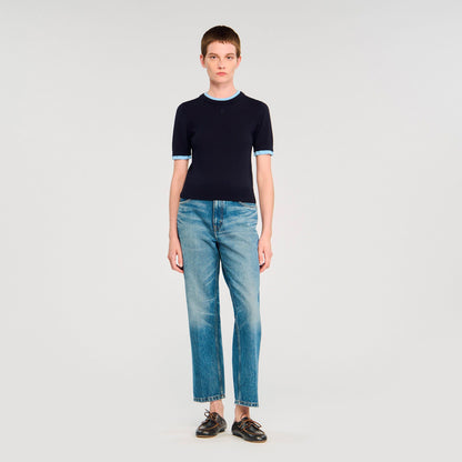 Sandro Two-tone cropped sweater