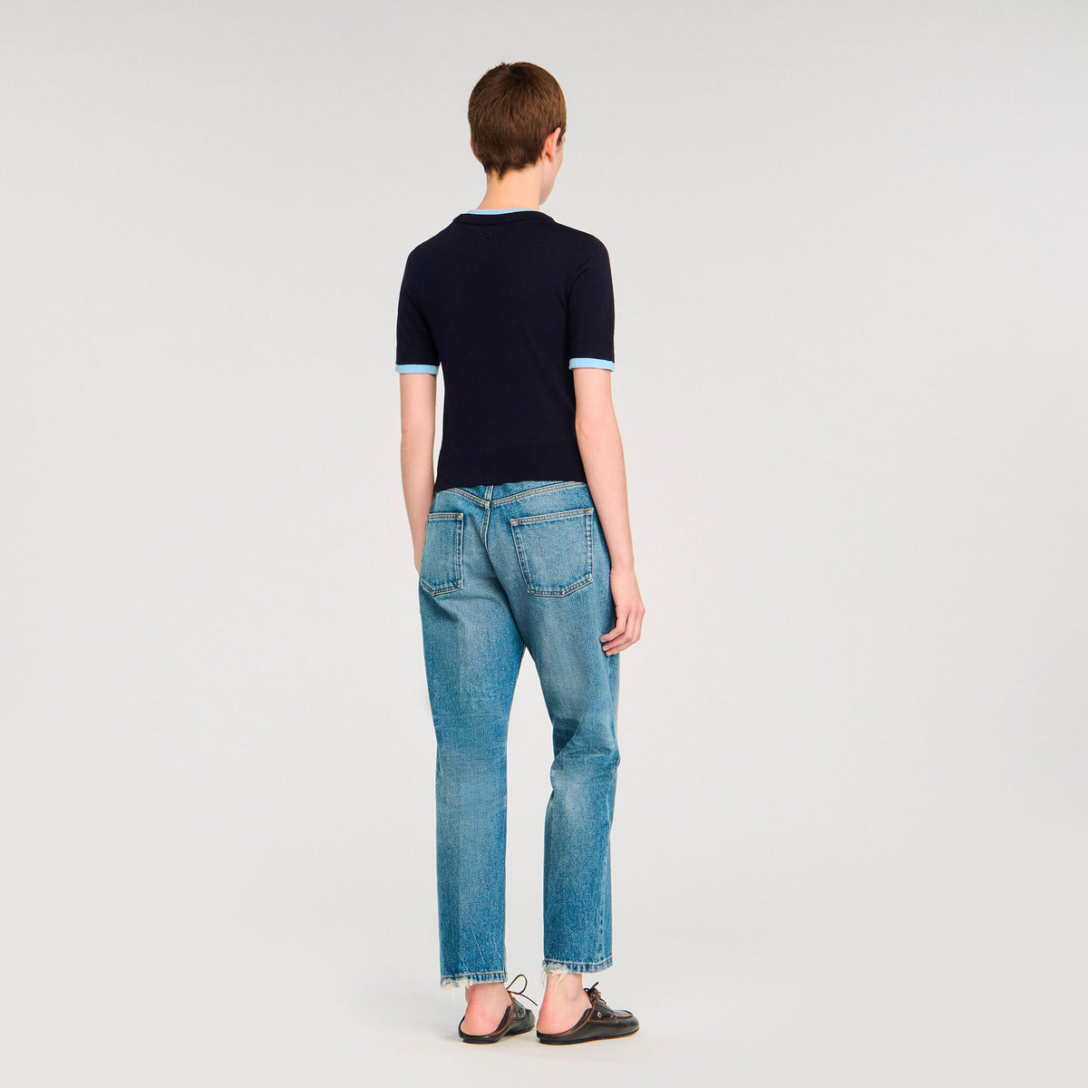 Sandro Two-tone cropped sweater
