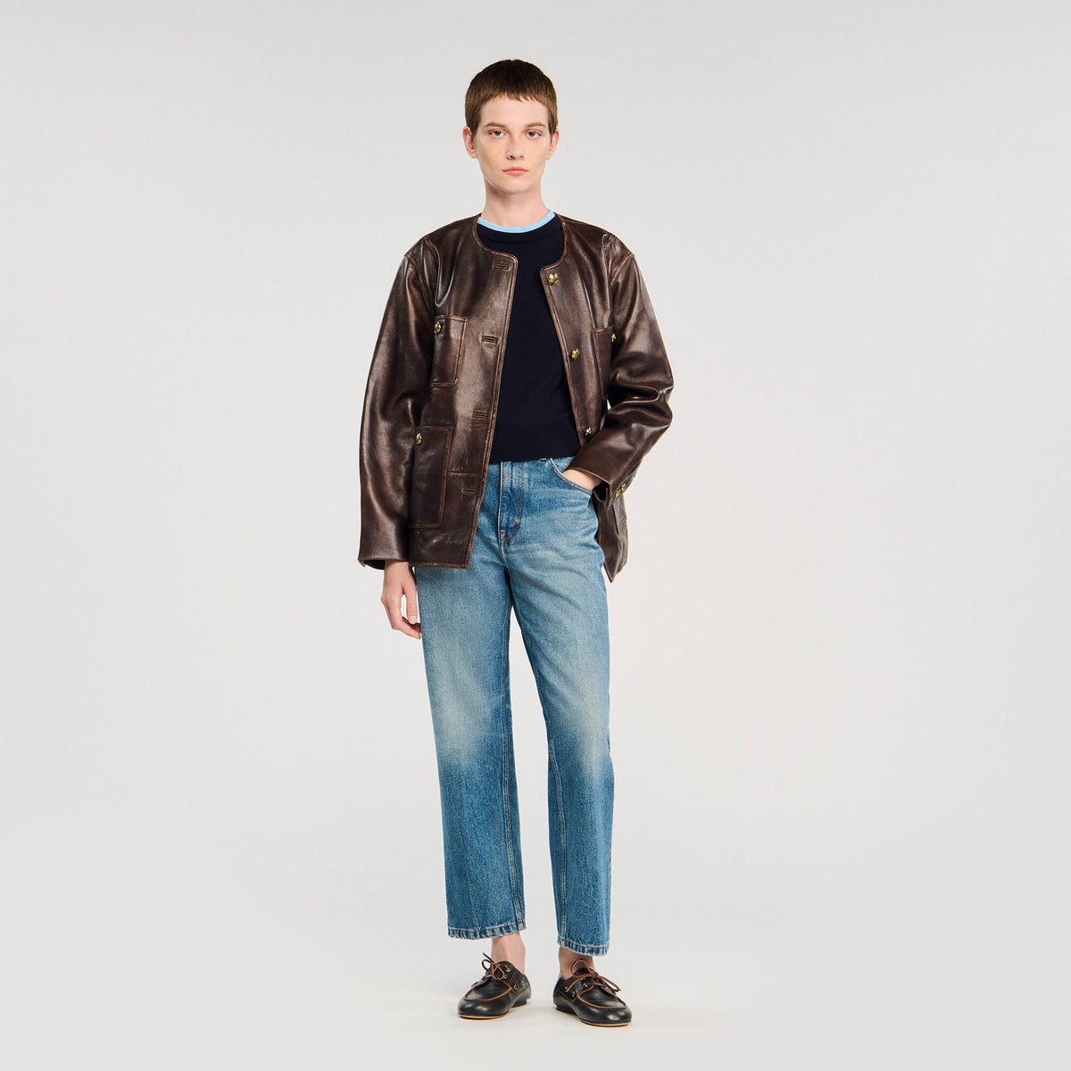 Sandro Two-tone cropped sweater