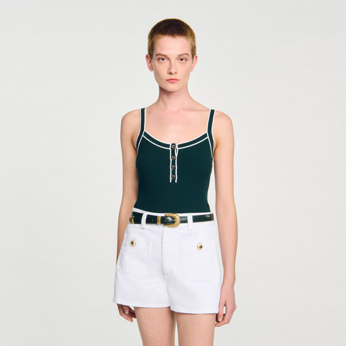 Sandro Two-tone knit vest top