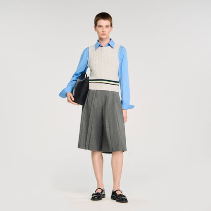 Sandro Sleeveless cropped cable knit sweater