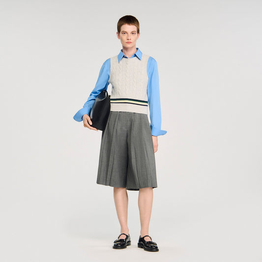 Sandro Sleeveless cropped cable knit sweater