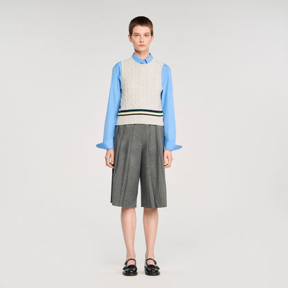 Sandro Sleeveless cropped cable knit sweater