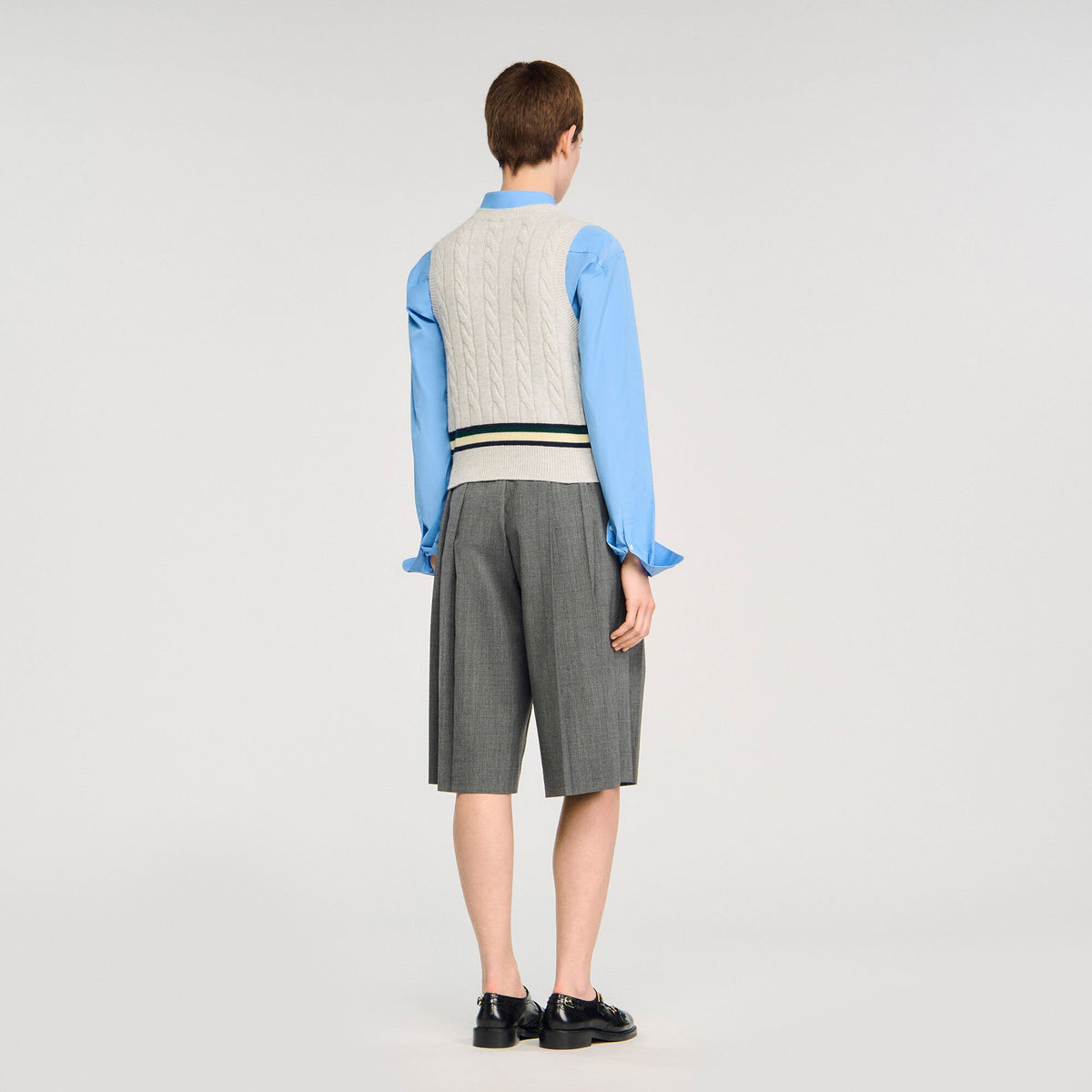 Sandro Sleeveless cropped cable knit sweater