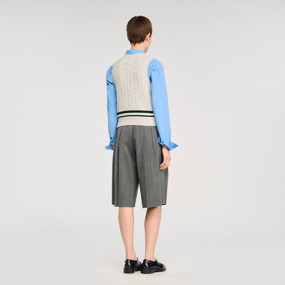 Sandro Sleeveless cropped cable knit sweater