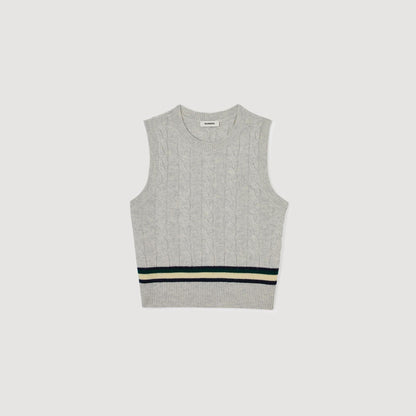 Sandro Sleeveless cropped cable knit sweater