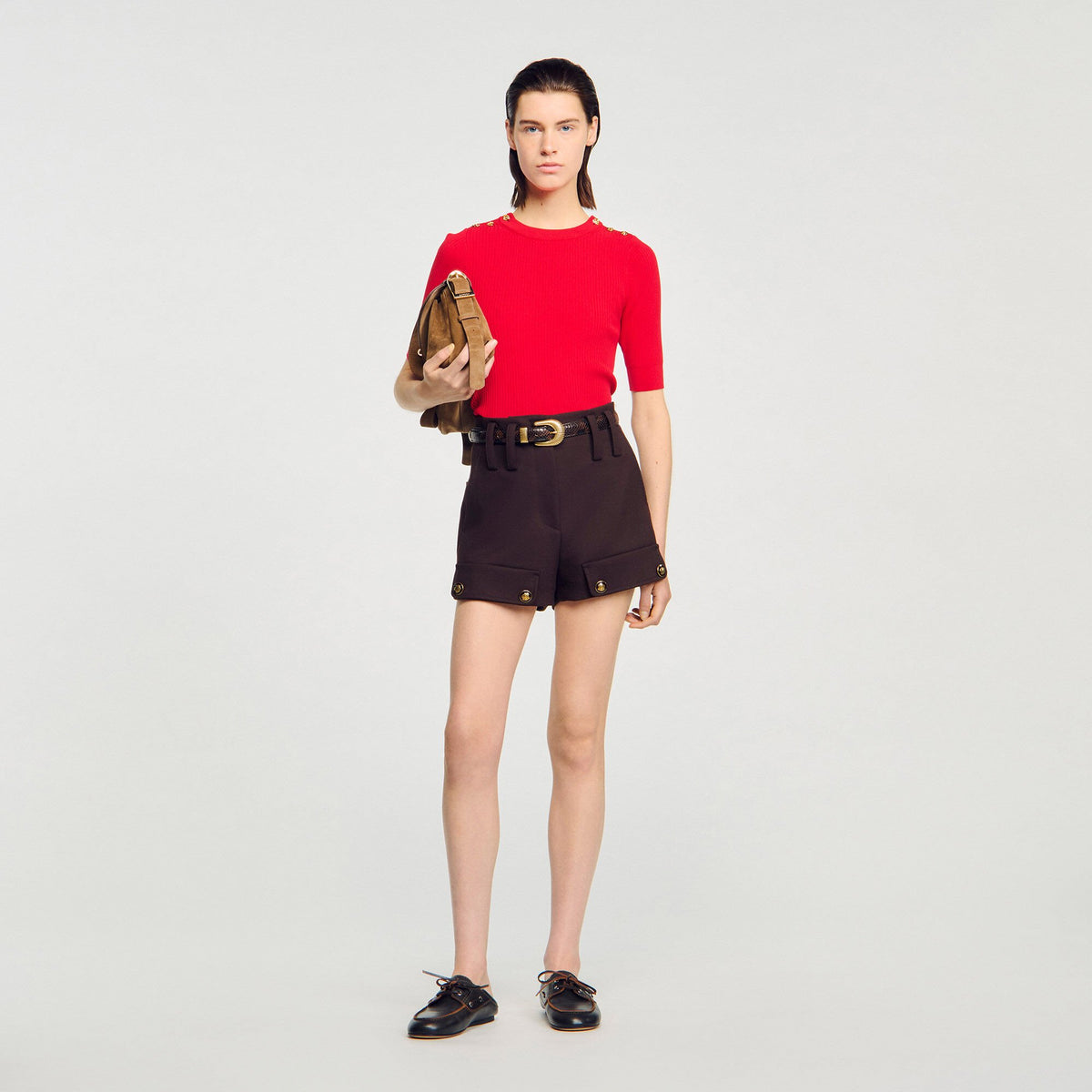 Sandro Argyle polo-neck sweater