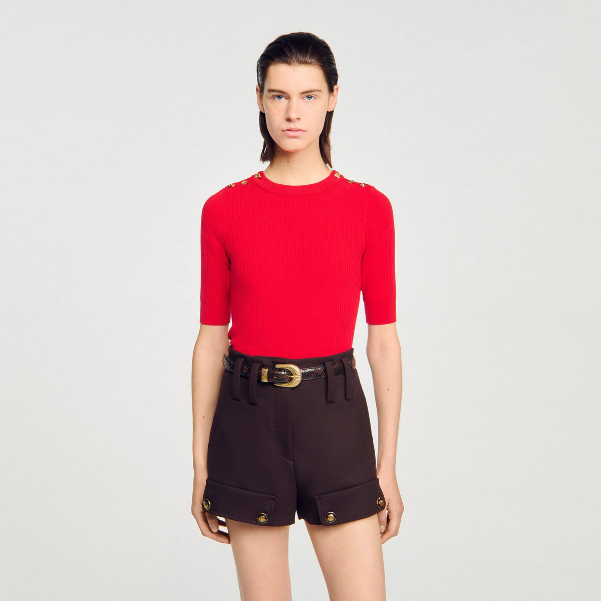 Sandro Argyle polo-neck sweater
