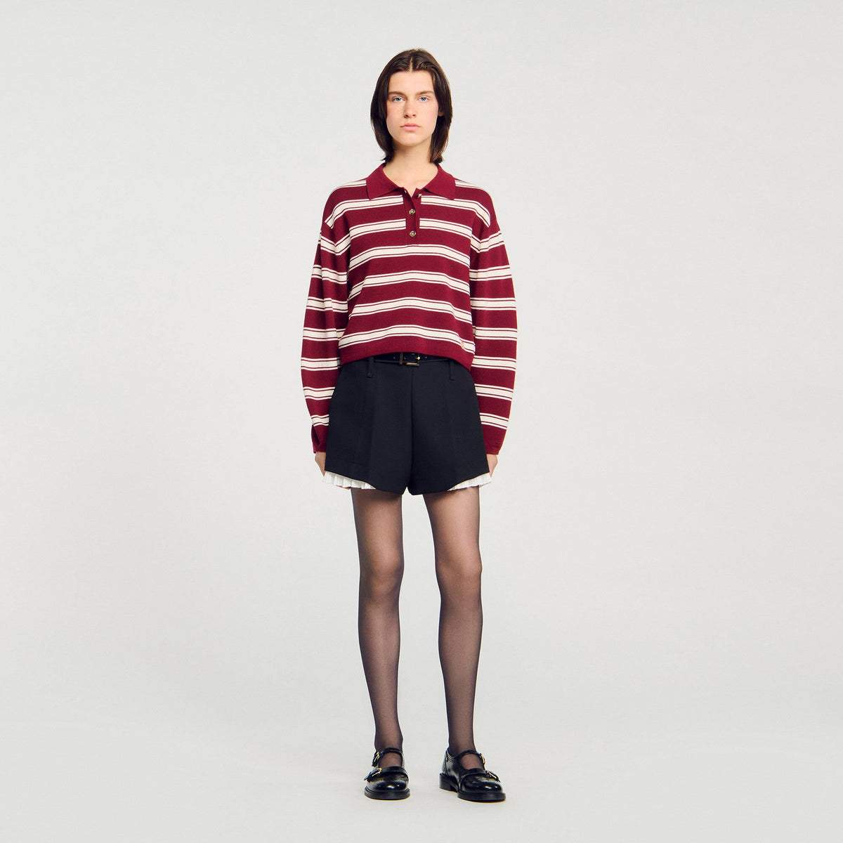Sandro Striped polo sweater