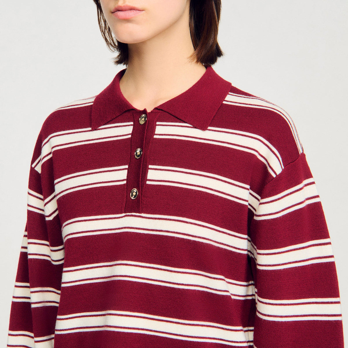Sandro Striped polo sweater