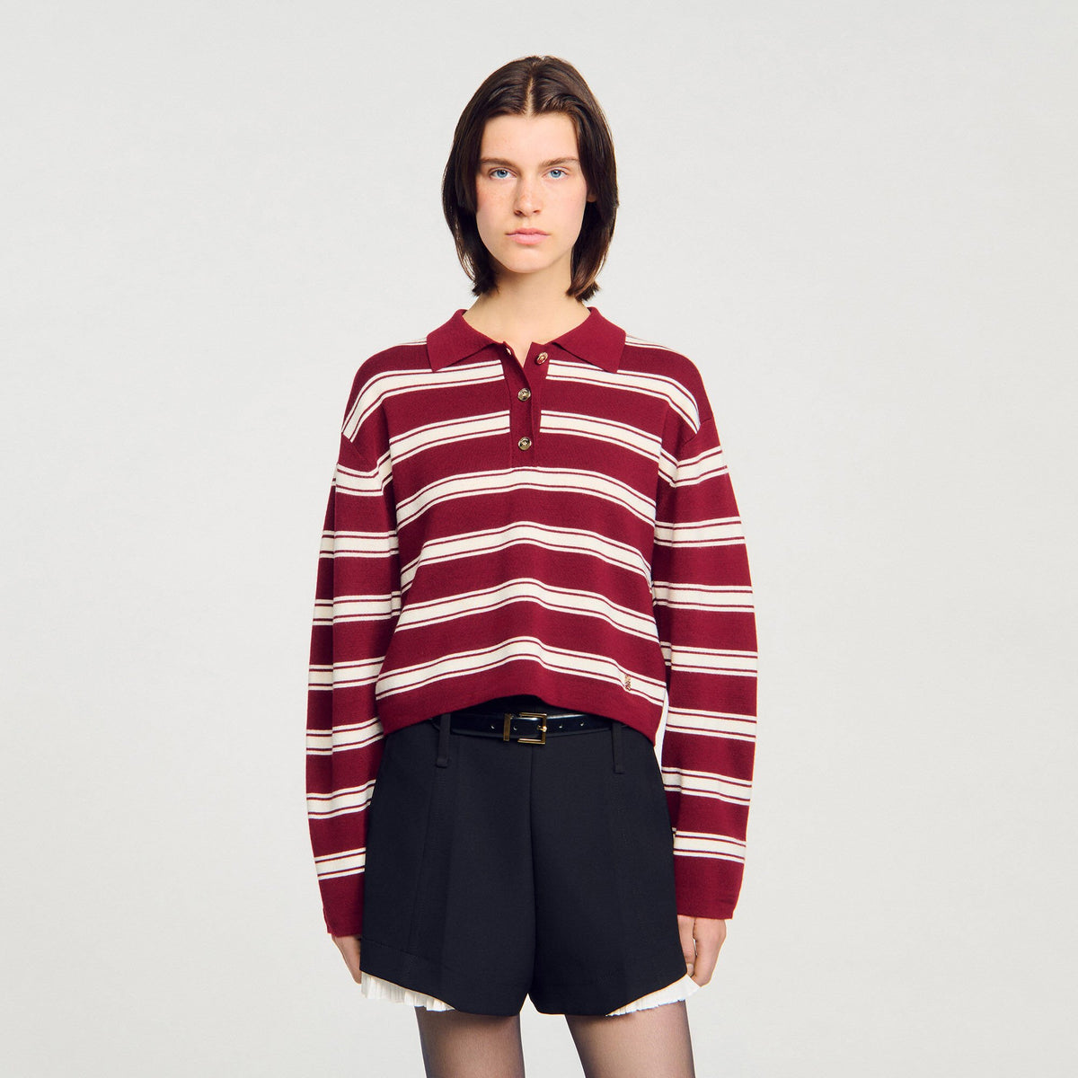 Sandro Striped polo sweater