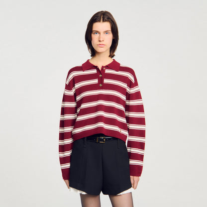 Sandro Striped polo sweater