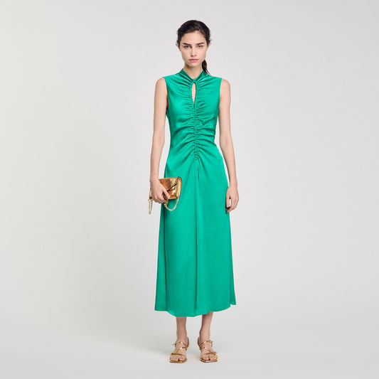Sandro Draped satin-effect dress