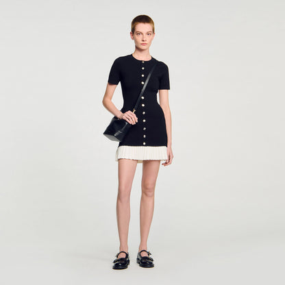 Sandro Mini knit dress with ruffle