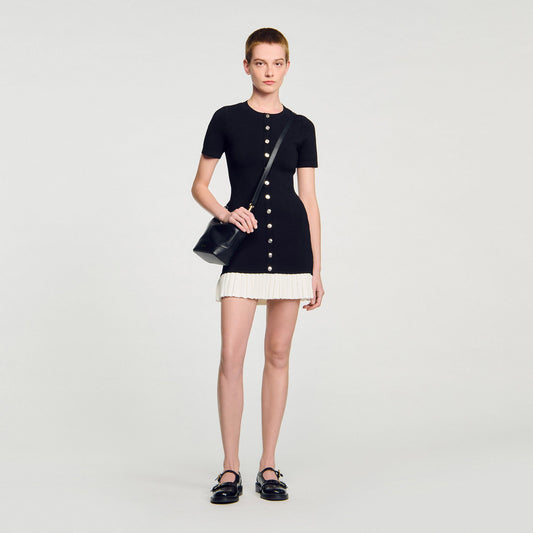 Sandro Mini knit dress with ruffle