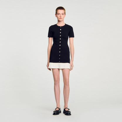 Sandro Mini knit dress with ruffle