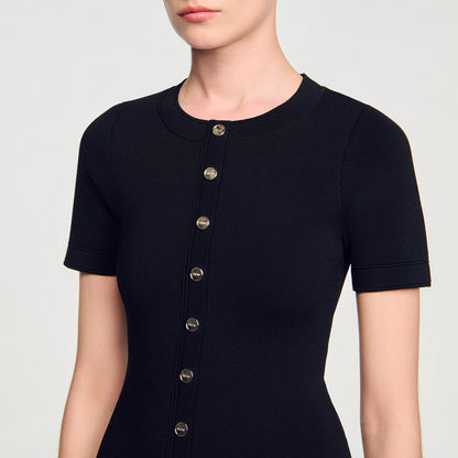 Sandro Mini knit dress with ruffle