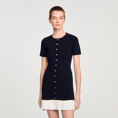 Sandro Mini knit dress with ruffle