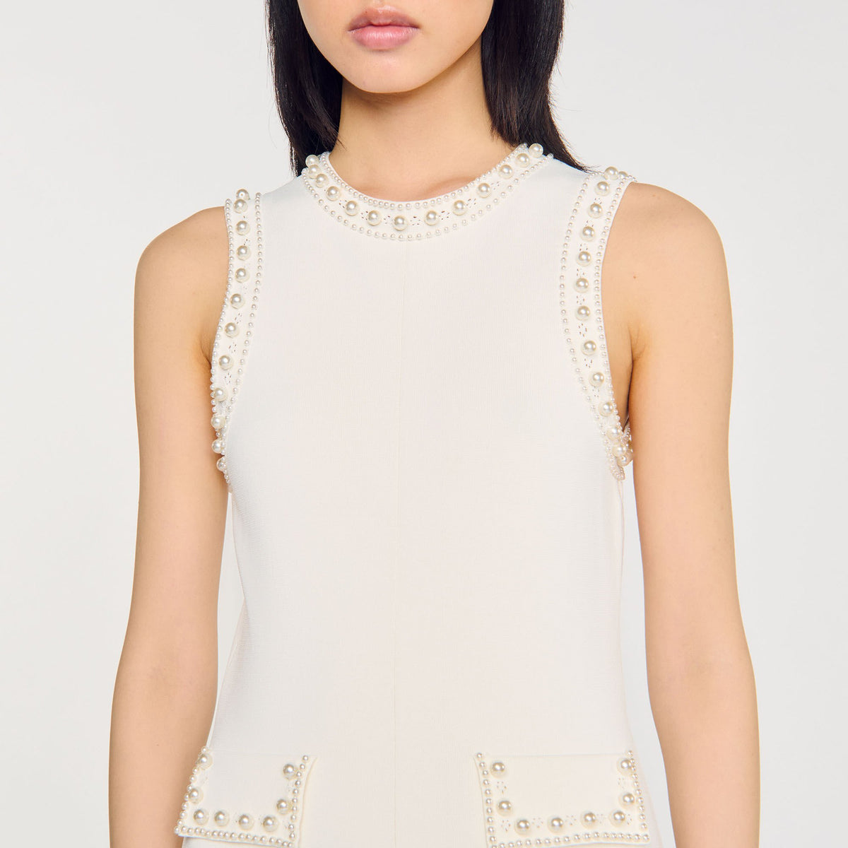 Sandro Pearl bead knit maxi dress