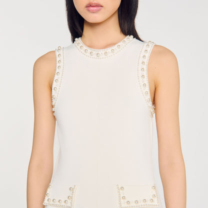 Sandro Pearl bead knit maxi dress