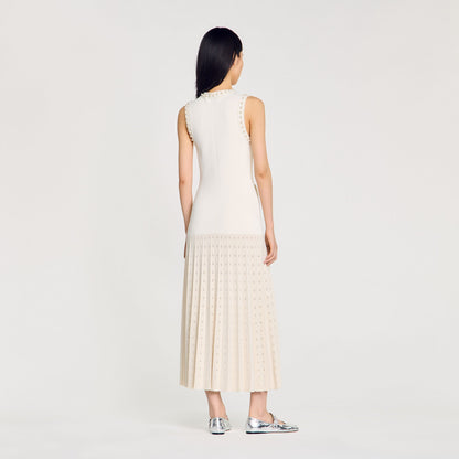 Sandro Pearl bead knit maxi dress