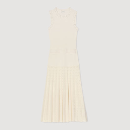 Sandro Pearl bead knit maxi dress