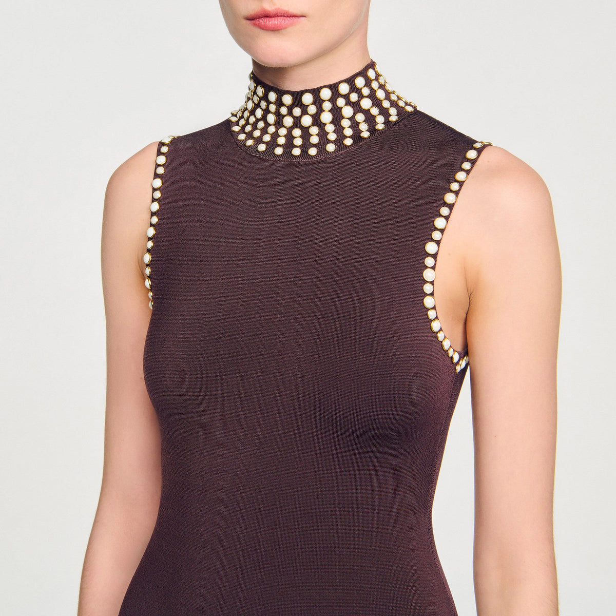 Sandro Fringed knit midi dress