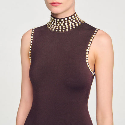 Sandro Fringed knit midi dress