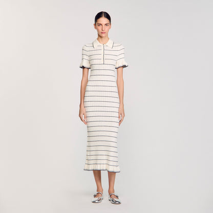 Sandro Knitted midi dress with polo neck