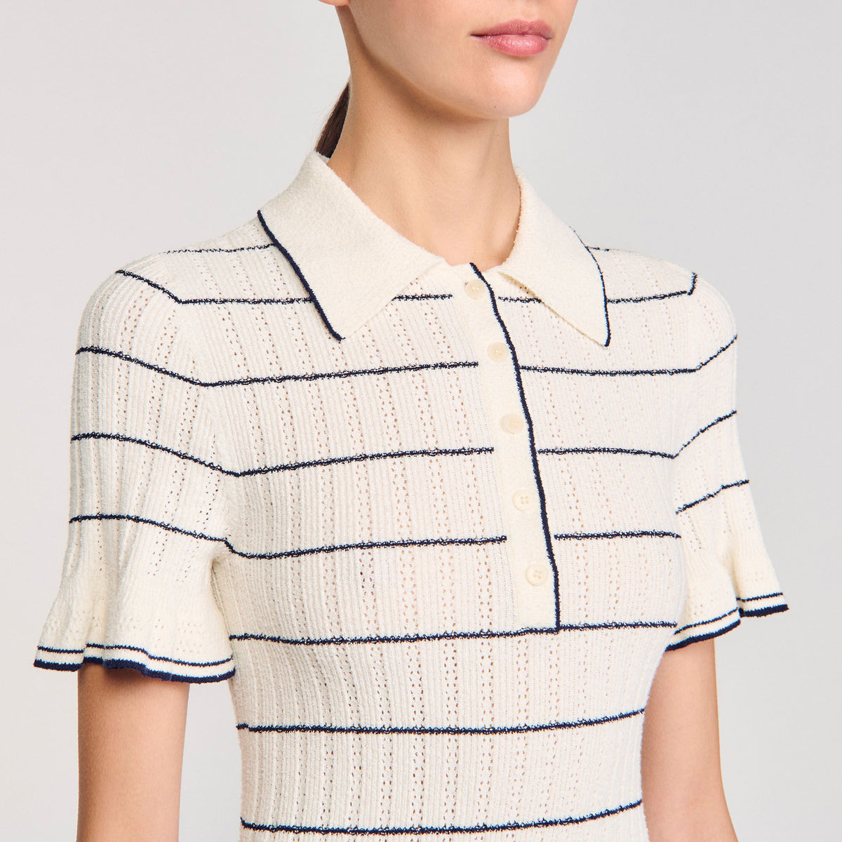 Sandro Knitted midi dress with polo neck