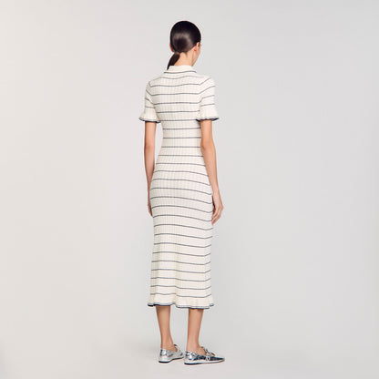 Sandro Knitted midi dress with polo neck