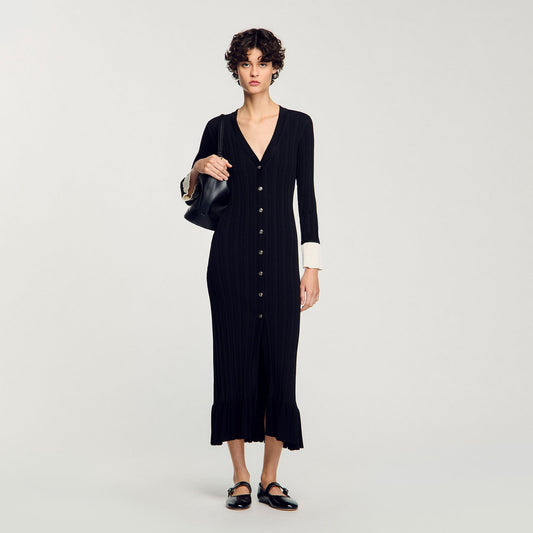 Sandro Two-tone knit maxi dress