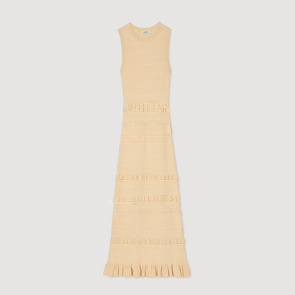 Sandro Ruffled knit maxi dress