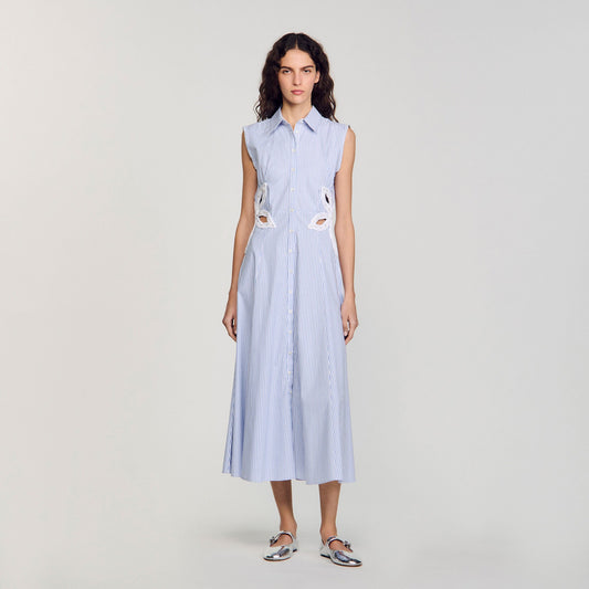 Sandro Striped embroidered maxi dress