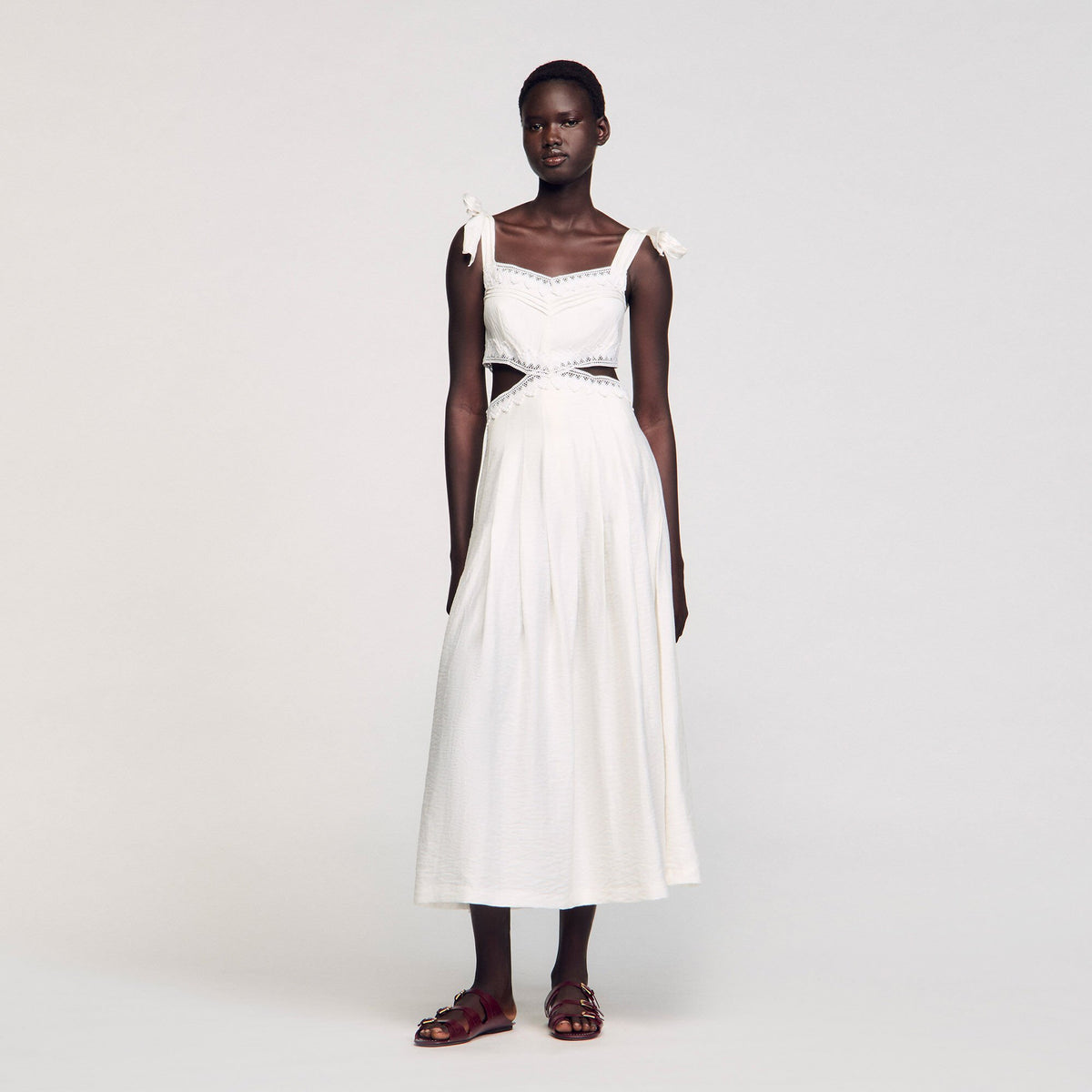 Sandro Lace trim maxi dress