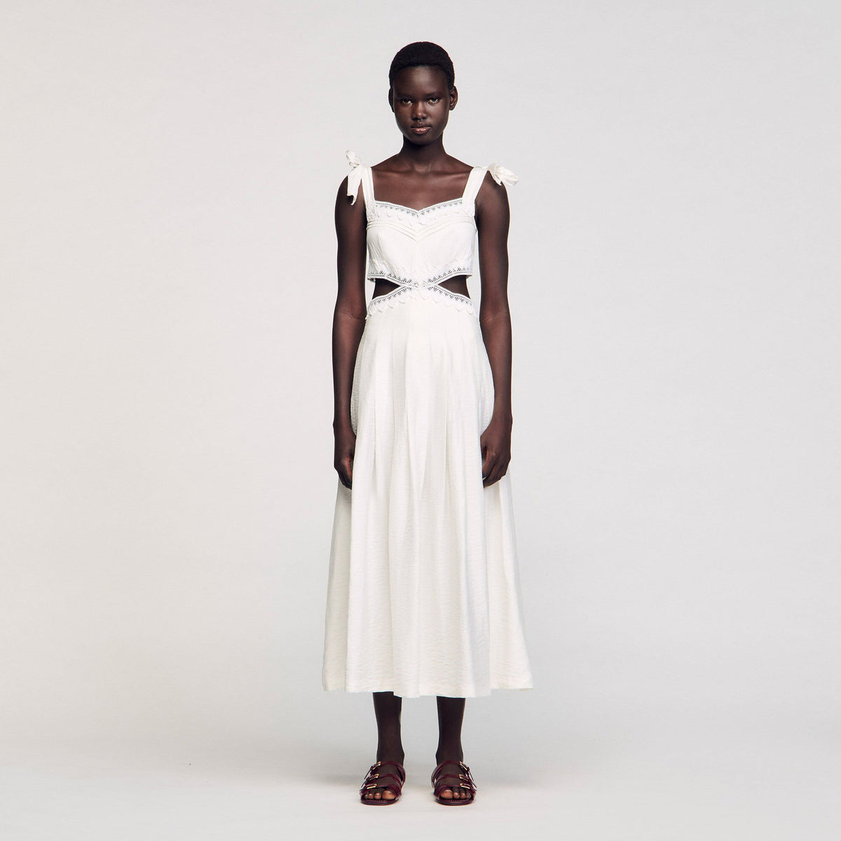 Sandro Lace trim maxi dress