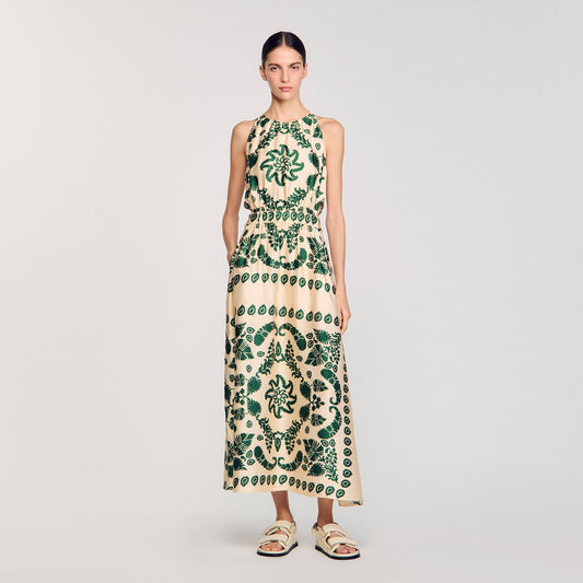 Sandro Leaf print maxi dress
