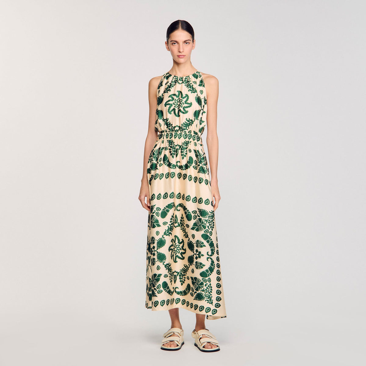 Sandro Leaf print maxi dress