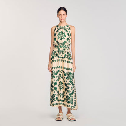 Sandro Leaf print maxi dress