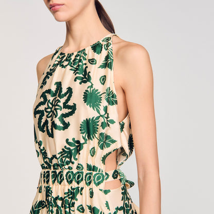 Sandro Leaf print maxi dress