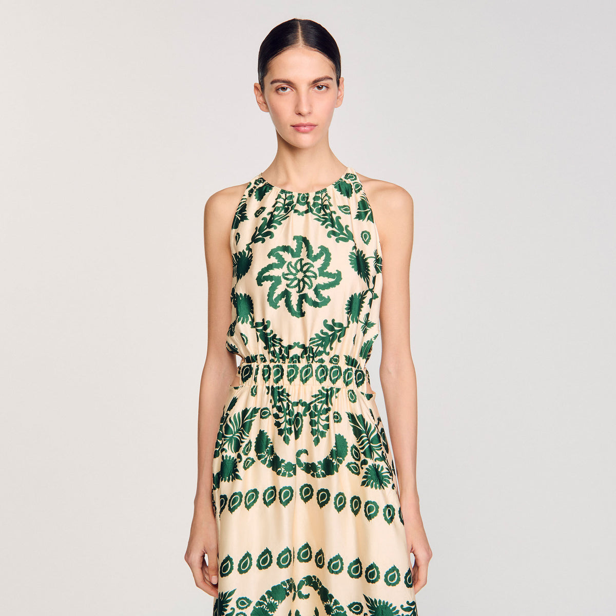 Sandro Leaf print maxi dress