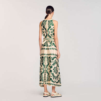 Sandro Leaf print maxi dress