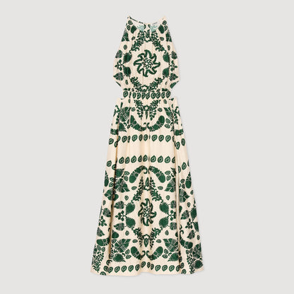 Sandro Leaf print maxi dress
