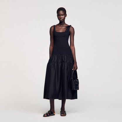Sandro Maxi dual-material dress